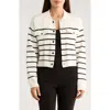 Ellen Tracy Stripe Collared Crop Cardigan In Multi