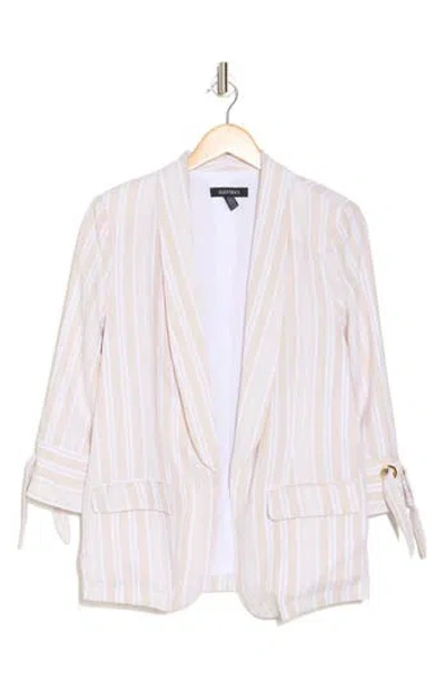 Ellen Tracy Stripe Linen Blend Blazer In Linen/white Stripe