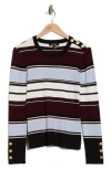 Ellen Tracy Stripe Ribbed Sweater In Multi
