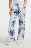 Ellen Tracy Stripe Smocked Waist Wide Leg Linen Blend Pants