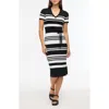 Ellen Tracy Striped Sweater Dress In Black/marshmallow Stripe