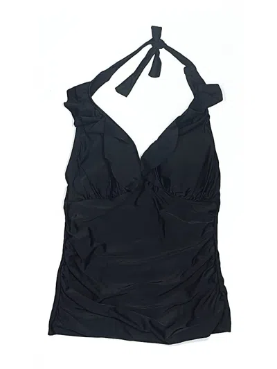 Pre-owned Ellen Tracy Swimsuit Top Black Solid Pattern Swimwear
