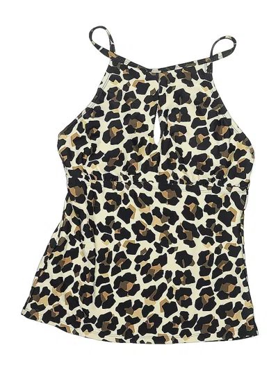 Pre-owned Ellen Tracy Swimsuit Top Brown Animal Print Pattern Swimwear