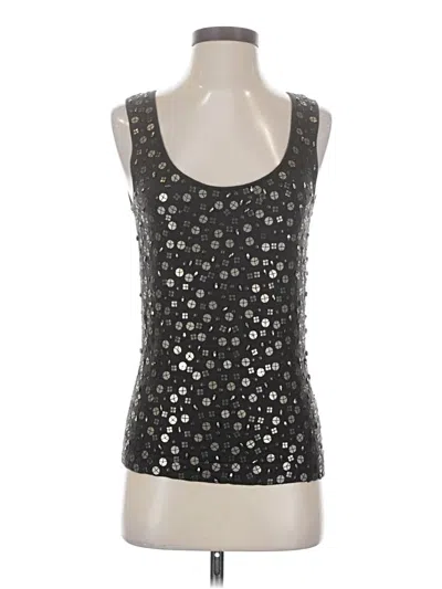 Pre-owned Ellen Tracy Tank Top Silver Strapless Neckline Tops