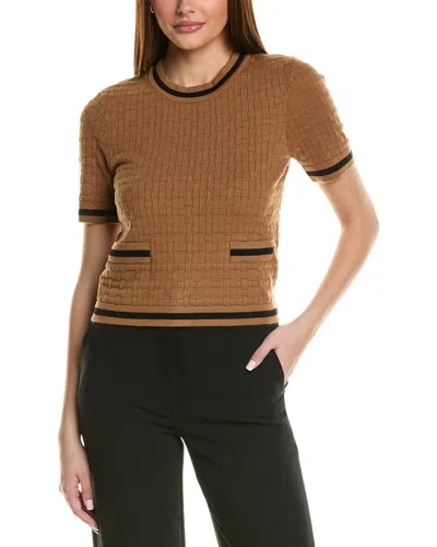 Ellen Tracy Textured Sweater In Brown