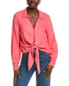 Ellen Tracy Tie Front Linen-blend Shirt
