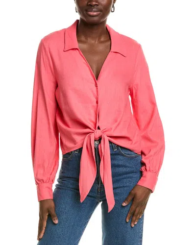 Ellen Tracy Tie Front Linen-blend Shirt