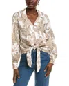 Ellen Tracy Tie Front Linen-blend Shirt