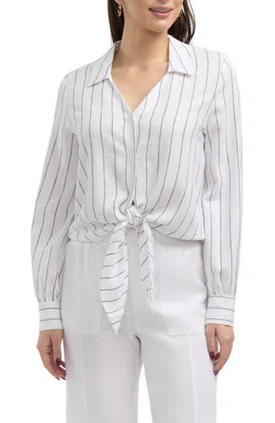 Ellen Tracy Tie Front Shirt In White