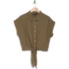 Ellen Tracy Tie Hem Button Front Top