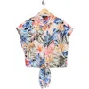 Ellen Tracy Tie Hem Button Front Top