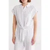 Ellen Tracy Tie Hem Button Front Top In White
