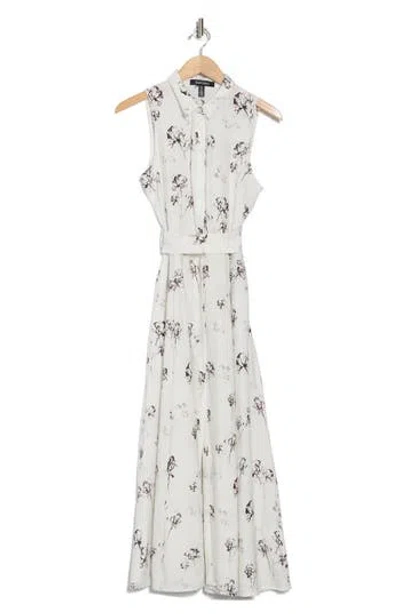 Ellen Tracy Tie Waist Shirtdress In Black Floral