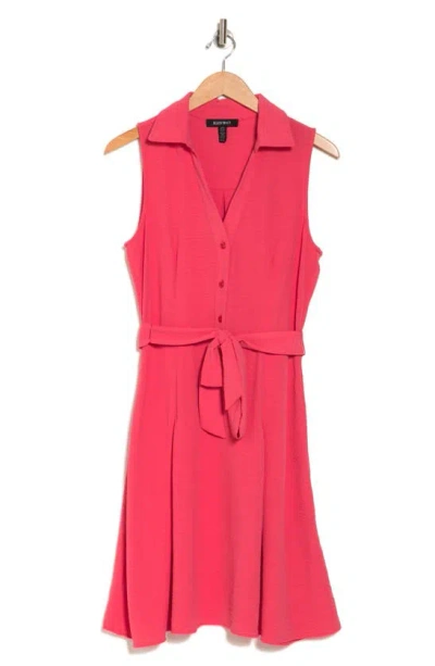 Ellen Tracy Tie Waist Shirtdress In Geranium