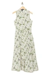Ellen Tracy Tie Waist Shirtdress In Green Floral