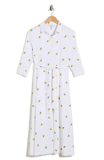 Ellen Tracy Tie Waist Shirtdress In Multi