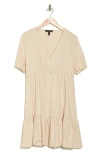 ELLEN TRACY ELLEN TRACY TIERED LINEN BLEND DRESS