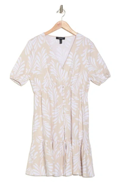 Ellen Tracy Tiered Linen Blend Dress In Linen Leaf