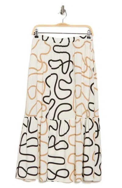 Ellen Tracy Tiered Pull-on Midi Skirt In Marshmallow Rope