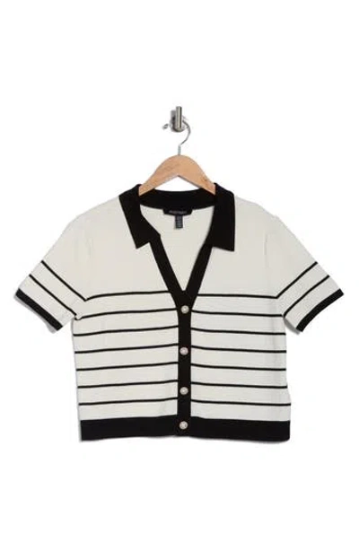 Ellen Tracy Tipped Polo Sweater In White