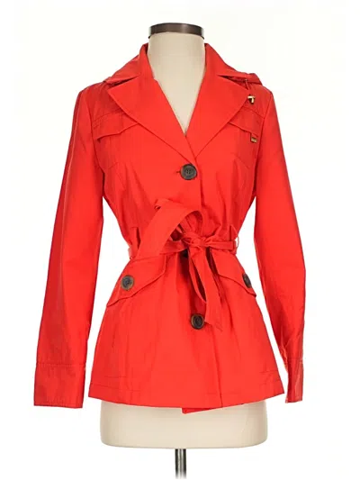 Pre-owned Ellen Tracy Trenchcoat In Red