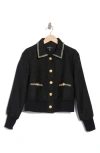 Ellen Tracy Tweed Bomber Jacket In Black