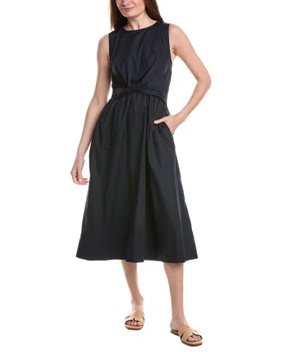 Ellen Tracy Twisted Poplin Dress In Black