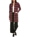 Ellen Tracy Two-tone Jacquard Sweater Cardigan In Red