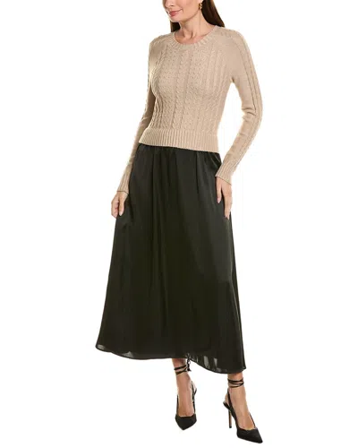Ellen Tracy Twofer Cable Sweater Dress In Animal Print