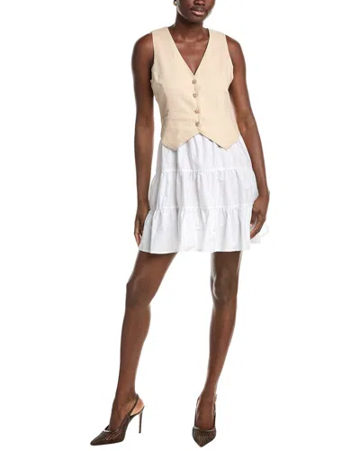 Ellen Tracy Twofer Linen-blend Vest Dress In Brown