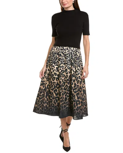 Ellen Tracy Twofer Mock Neck Dress In Black