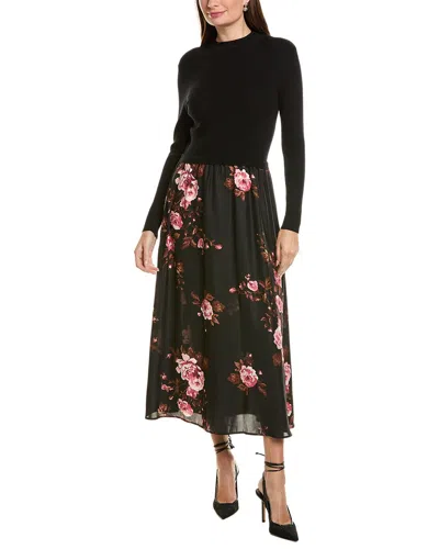 Ellen Tracy Twofer Mock Neck Dress In Black