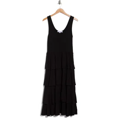 Ellen Tracy Twofer Tiered Midi Tank Dress In Black