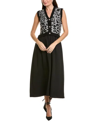 Ellen Tracy Twofer Vest Dress In Black