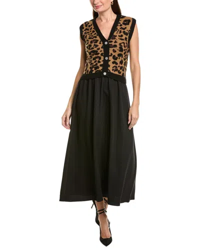 Ellen Tracy Twofer Vest Dress In Black