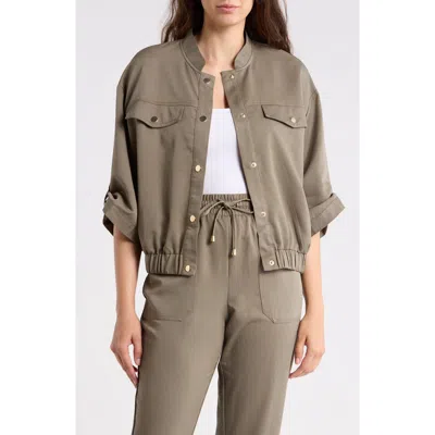 Ellen Tracy Utility Bomber Jacket In Green