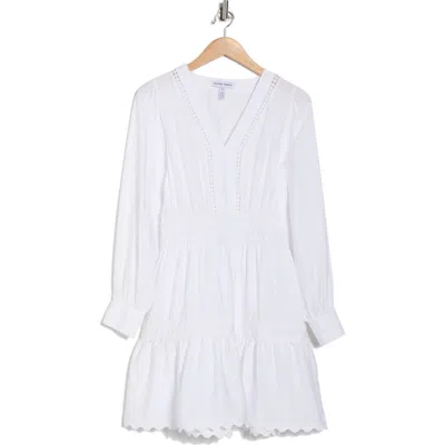 Ellen Tracy V-neck Long Sleeve Crinkle Dress In Red