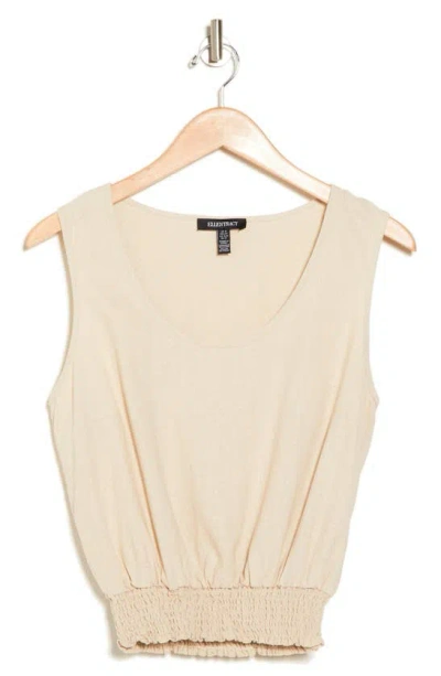 Ellen Tracy V-neck Smocked Waist Tank Top In Linen