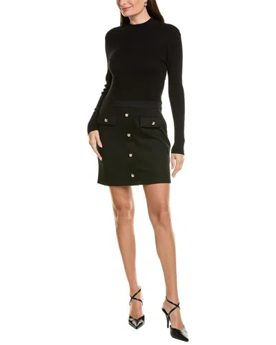 Ellen Tracy Vegan Suede Mix Media Dress In Black