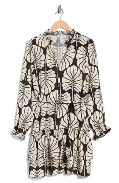 Ellen Tracy V-neck Long Sleeve Dress In Black