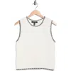 Ellen Tracy Whipstitch Texture Sleeveless Sweater In White