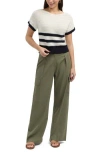 Ellen Tracy Wide Leg Linen Blend Cargo Pants In Light Olive