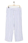 Ellen Tracy Wide Leg Linen Blend Drawstring Crop Pants