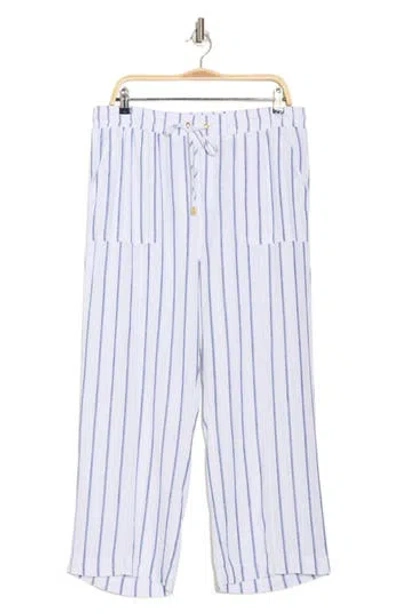 Ellen Tracy Wide Leg Linen Blend Drawstring Crop Pants