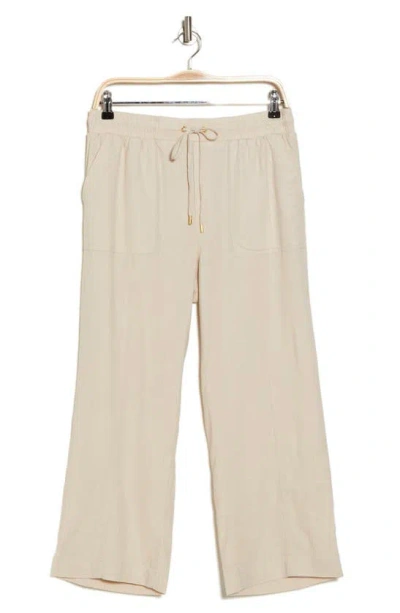 Ellen Tracy Wide Leg Linen Blend Drawstring Crop Pants In Linen