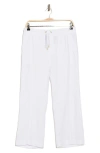 Ellen Tracy Wide Leg Linen Blend Drawstring Crop Pants In White