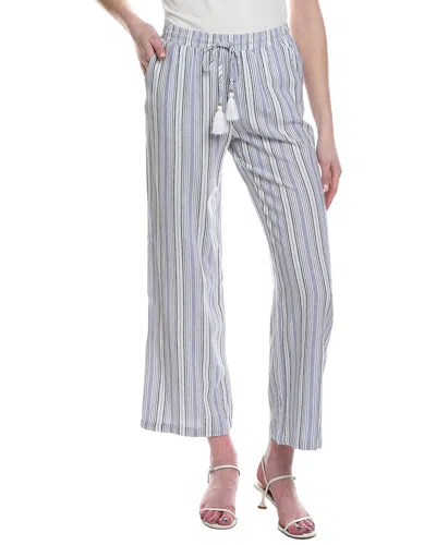 Ellen Tracy Wide Leg Linen-blend Pant In Multi
