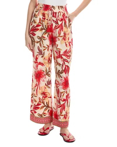Ellen Tracy Wide Leg Linen-blend Pant In Multi