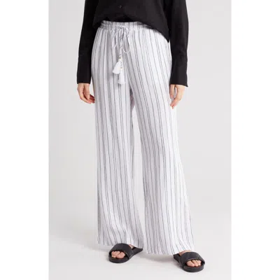 Ellen Tracy Wide-leg Pants In Black/white Stripe