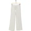 Ellen Tracy Wide Leg Linen-blend Pant In Marshmallow/navy Stripe
